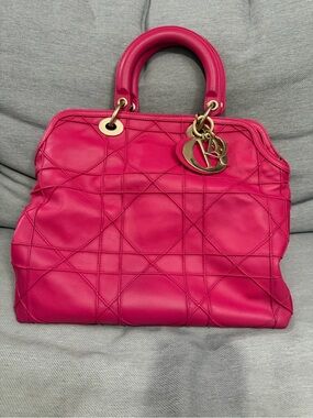 Dior Hot Pink Quilted Leather Tote with Gold Hardware